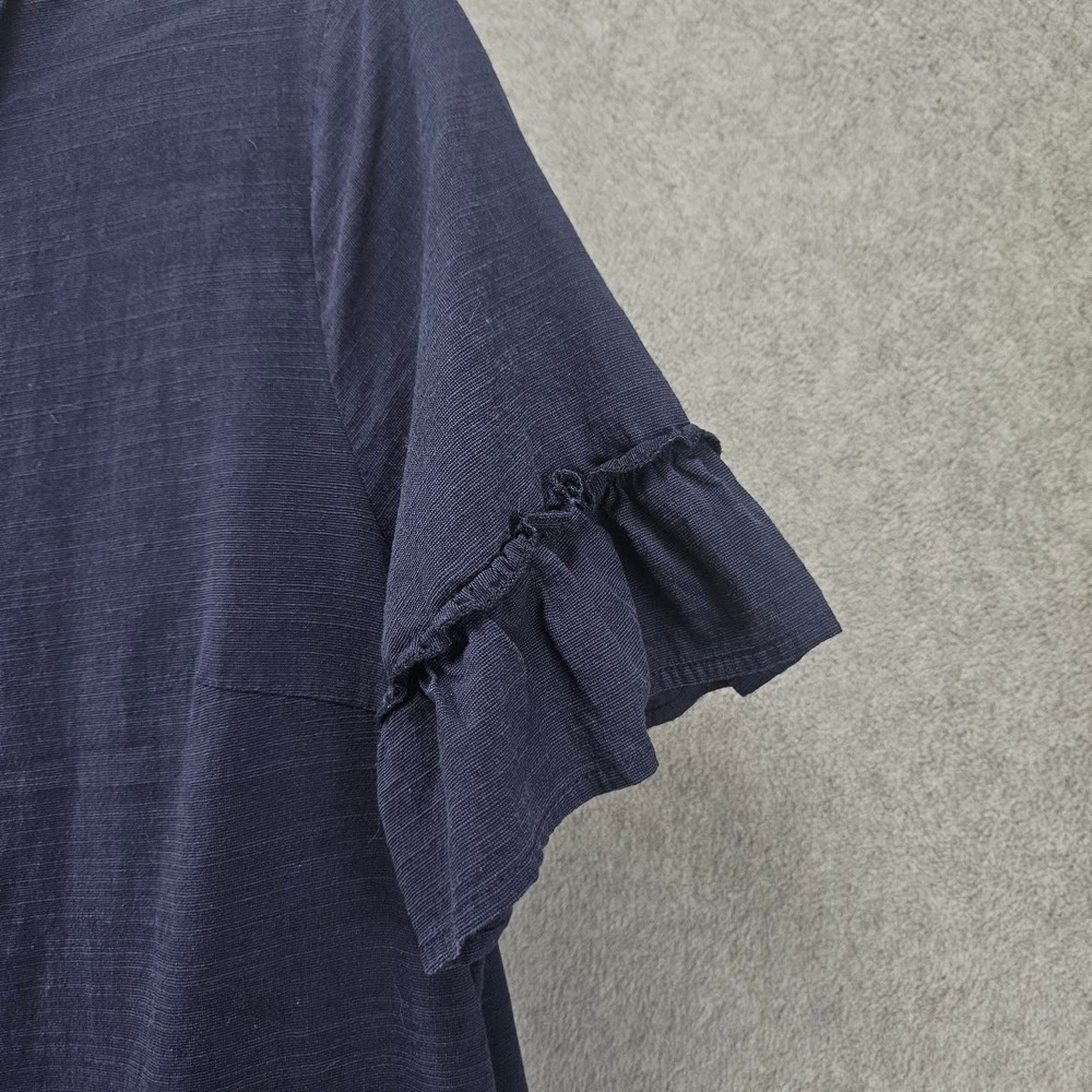 MEROKEETY Ruffle Hem Drop-Waist Shirt Dress Womens Sz M Preppy Boho Minimalist - Picture 5 of 16
